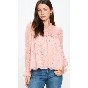 Colleta Star Print Ruffle Blouse, size Large